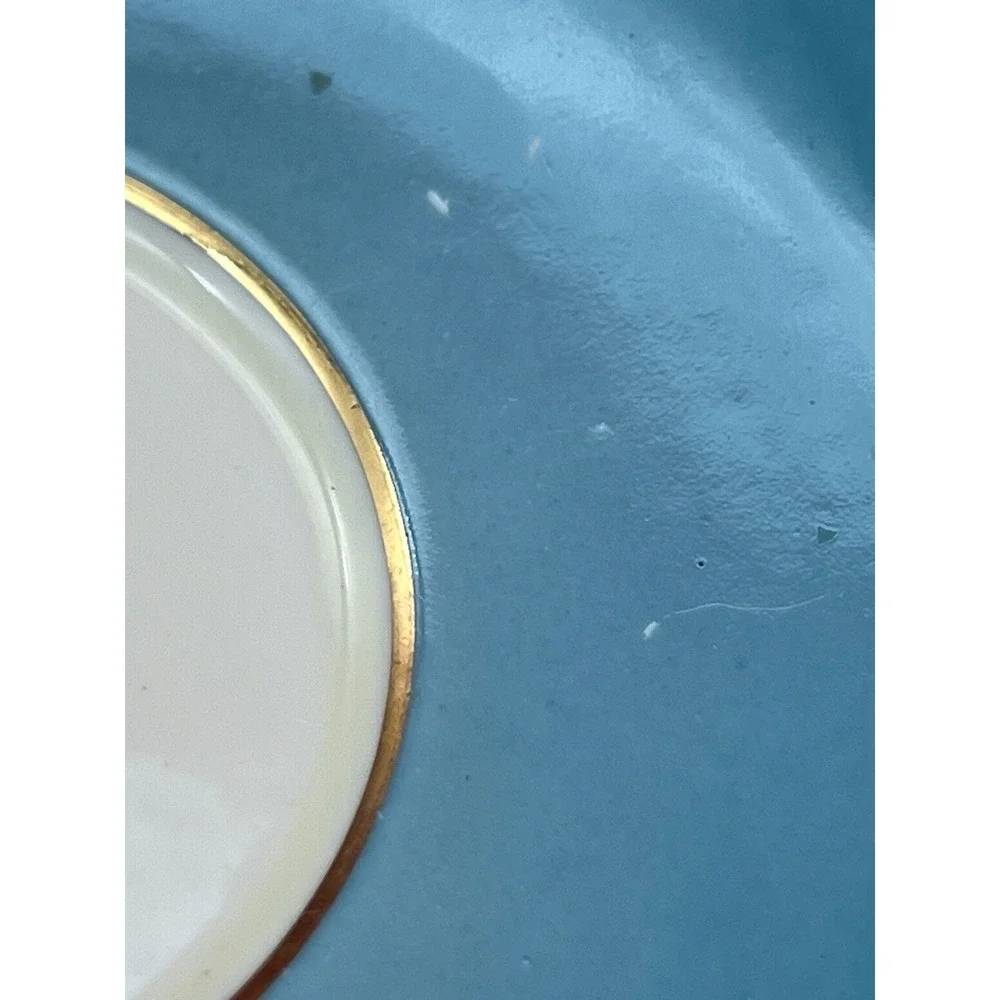 Vintage Aynsley Cabbage Rose Turquoise Corset Cup & Saucer Raised Paint
